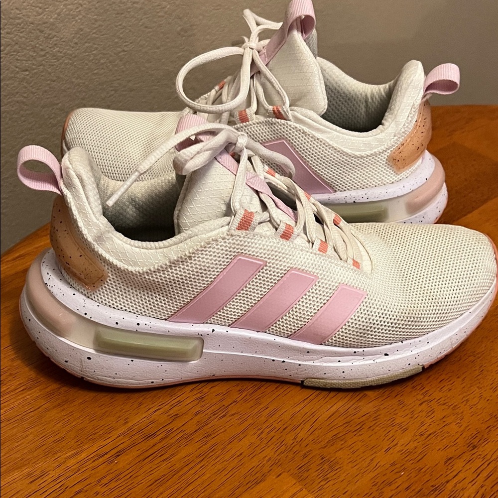 Adidas Women's White and Pink Running Sneakers